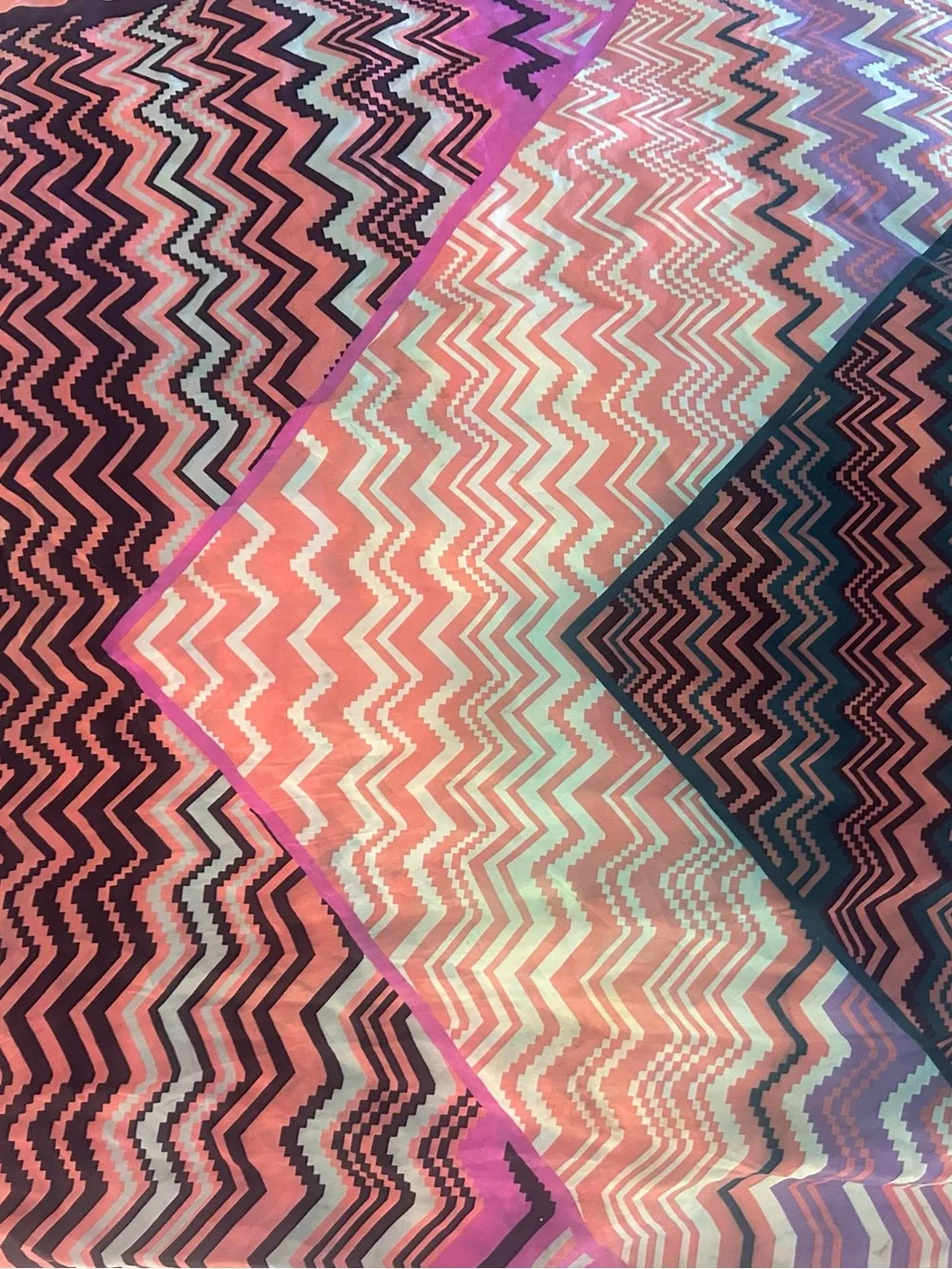 Missoni Zigzag Silk Scarf in Pink, Purple, Orange, Blue